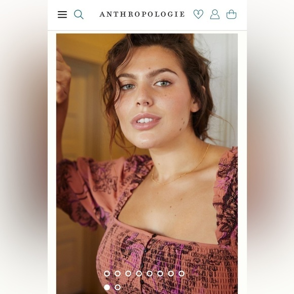 Anthropologie Maeve Birdsong Smocked Puff Sleeve Midi Dress Pink Birds Size M - Picture 6 of 16